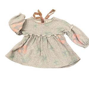 Mae Li Rose Tie Back Top Gray Peach Floral Sweatshirt Comfy Shirt Size 2T